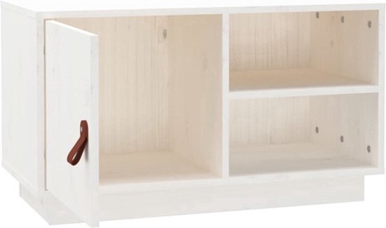 The Living Store Meuble de télévision - Série meuble TV - Bois de pin Massief - 70x34x40 cm - Wit