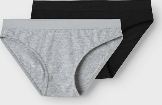Twee slips in gemêleerd grijs en zwart, elk met een comfortabele elastische tailleband.