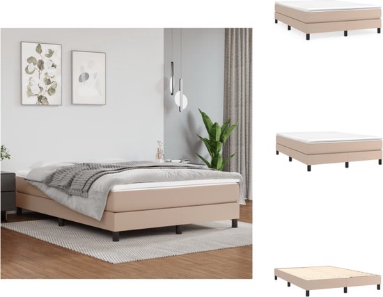 The Living Store Sommier tapissier simili cuir cappuccino 140x200 cm - Sommier tapissier - Sommier tapissier - Lit - Lit bébé - Meubles de couchage - Cadre de lit - Sommier - Lit double - Sommier tapissier - Lits - Lits Berceaux