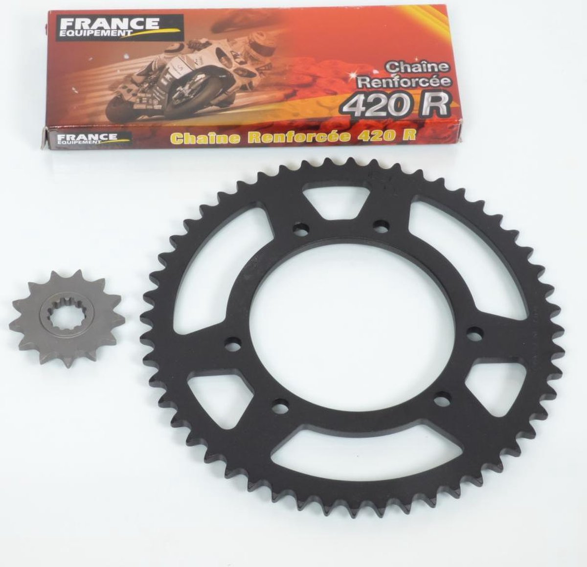 kettingset france uitrusting voor motor peugeot 50 xp7 2012 tot 2013 13x52 niet 420 Ø105mm nieuw