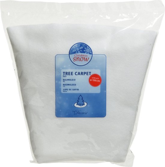 Decoris kerstboomrok - wit - 150 cm - vilt - rond - kerstboomrokken