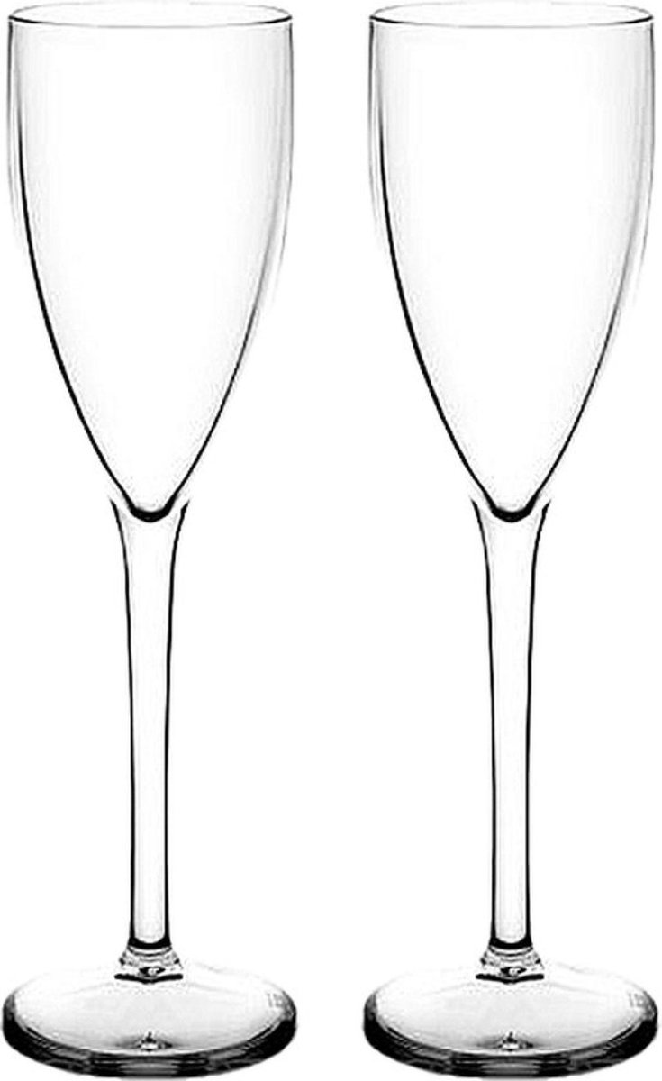 Kunststof Champagneglazen - 15cl - Transparant - 2 Stuks