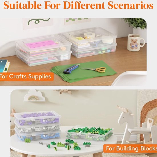 Lifewit 2-pak Plastic multifunctionele opbergdoos met vergrendelde deksels, A4 papier opslag, klaslokaal organisatie, opslag voor knutselspullen, documenten, tijdschriften