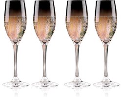 alpina Champagneglazen Set 4 Stuks - Champagne Glazen Smoked - Ook Geschikt voor Prosecco en Cava - Champagneflutes voor elke Gelegenheid - Glas