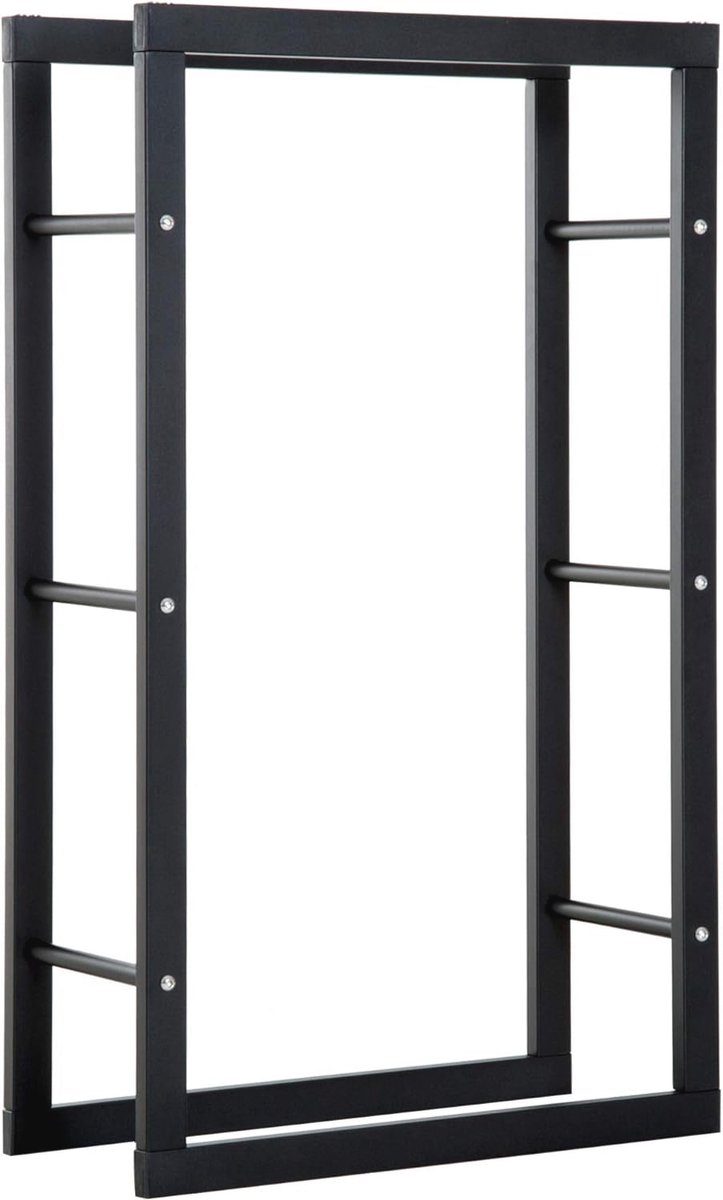 Brandhoutstandaard voor Veilig Brandhoutopslag - Stabiel Stalen Houtrek 100 kg - 60x25x100 cm