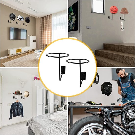 motofans Helmhouder voor wandmontage, motorhelm, hoedhouder, van aluminiumlegering, zilveren zuiger (1 stuk