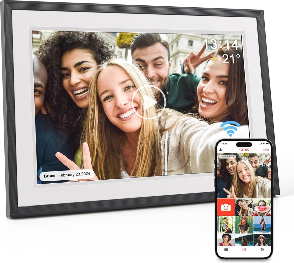 Digitale fotolijst 10,1 inch met IPS-touchscreen en 32 GB geheugen - Eenvoudig foto delen en automatische rotatie