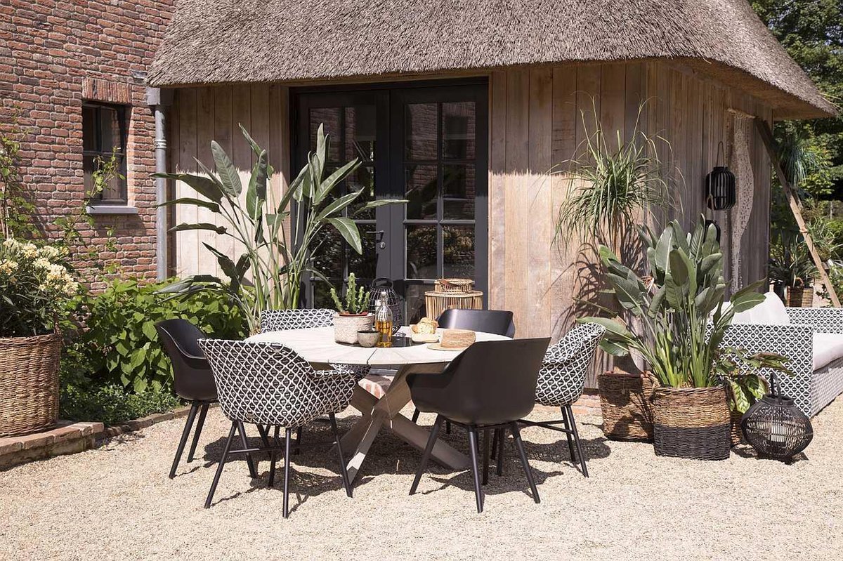 Hartman Delphine chaise de jardin dining - Noir/Blanc Wicker