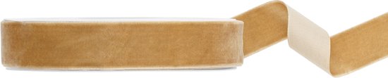 Goudkleurig velours lint van 25mm breed, op een rol van 10 meter.