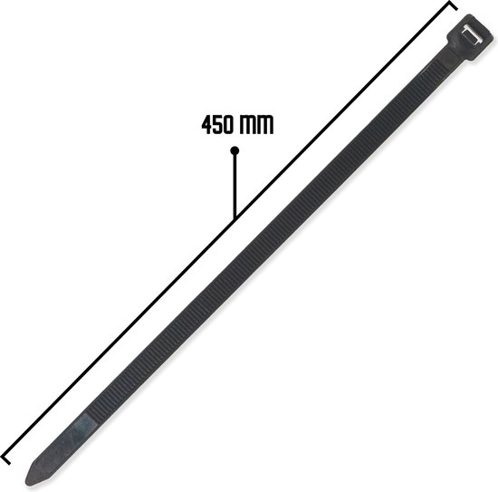 Attache-câbles 450 x 7,6 mm support de câble - Tyraps - Attache-câbles noir - 100 pièces attaches de câble - DULA