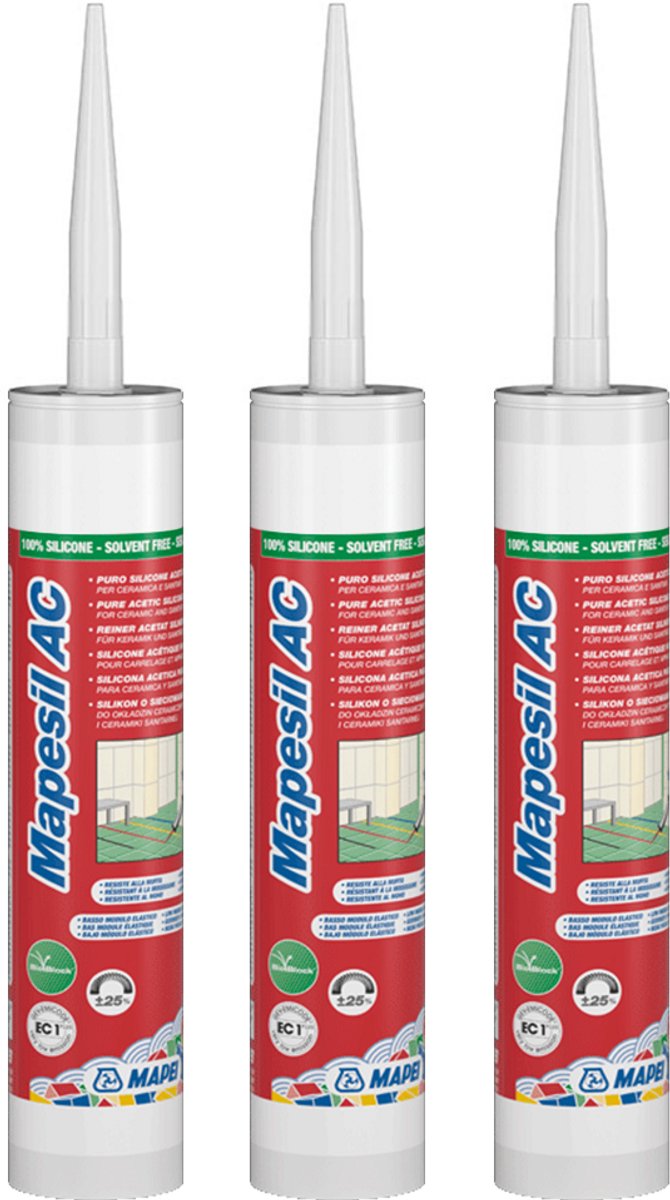MAPEI Mapesil AC Siliconenkit Multipack - Voor Afdichten Van Voegen - Kleur 133 Sand - 310 ml - 3 Stuks