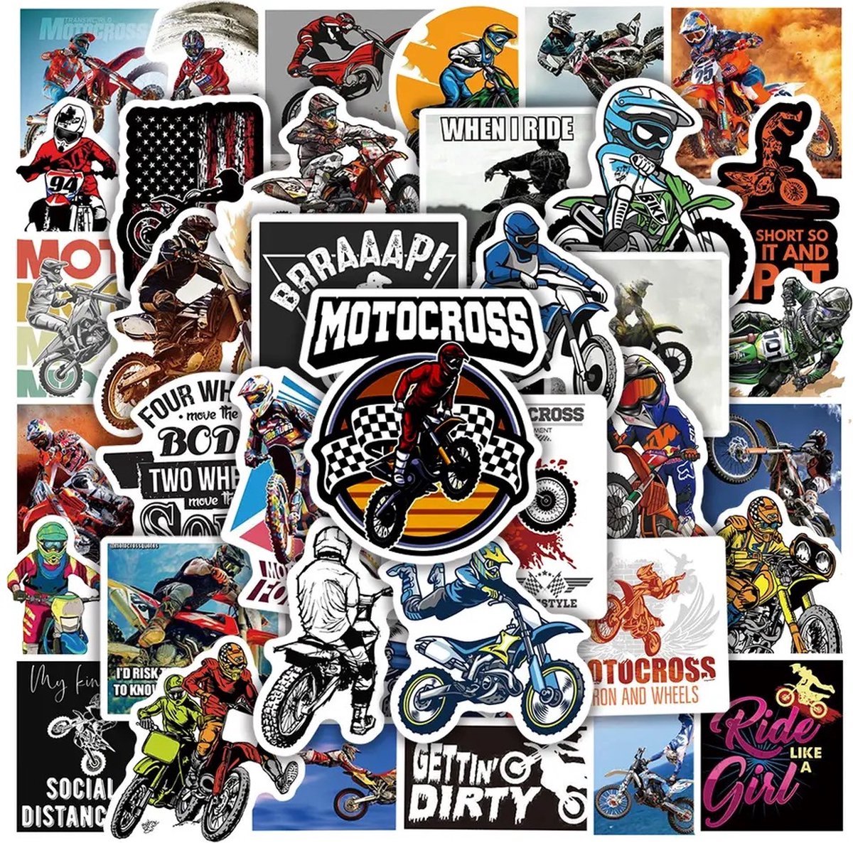 Scoby - Motor Stickers - Engine Stickers - 50 Stickers Mix Pack - Laptopstickers - Geschikt voor Fiets, Step, Laptop, Skateboard, Koffer & Helm