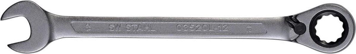 SW-Stahl 03520L-12 ringratelsleutel 12 mm met schakelhendel voor rechts- en linksdraaien I 72 tanden I steeksleutel met ringratel I ringratel steeksleutel SW 12