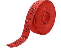 CombiCraft Consumptiebonnen op rol met eurobedrag - 50 cent in rood - 5 rollen - 5x1000 bonnen