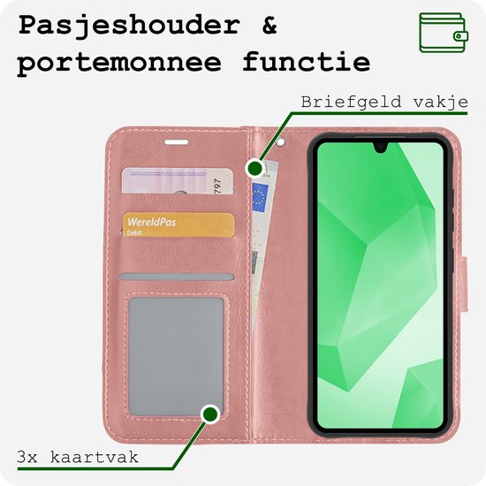 Étui pour Samsung A16 Cover Bookcase Cover Flip Case Book Cover - Étui pour Samsung Galaxy A16 Cover Book Case Cover - Or rose