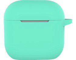Hoesje - Geschikt voor Apple AirPods 4 / 5 - met Clip - Siliconen Hoes - Silicone Case Cover - Turquoise