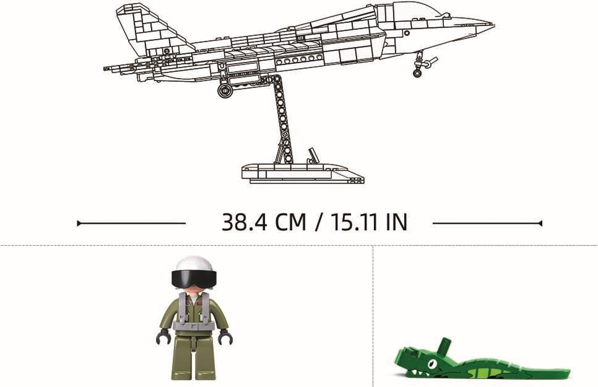 Sluban J‑35 Stealth Aircraft bouwspeelgoed kinderen vanaf 12 jaar - Constructiespeelgoed modelbouw - bouwdoos met 812 bouwstenen - M38-B1186 — afbeelding 5
