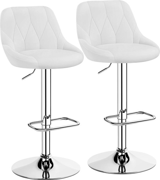 Yaheetech Set van 2 barkrukken, verstelbare zithoogte 61,5 cm - 83 cm, gestoffeerde kruk met draaibaar zitvlak, kruk met voetensteun, voor keuken, bar, salon, eetkamer, zwart
