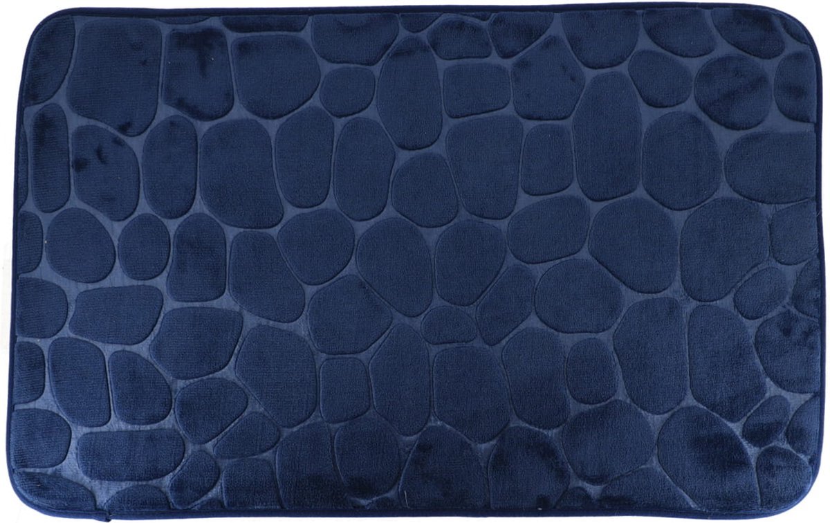 Tendance Badmat mat Pebble - microfiber - Memory Foam - donkerblauw - 50 x 80 cm - antislip - badkamer