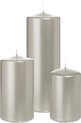 Wiedemann Bougies cylindriques/bougies pilier - lot de 3 - argent métallique - 6x8/7x13/7x20 cm