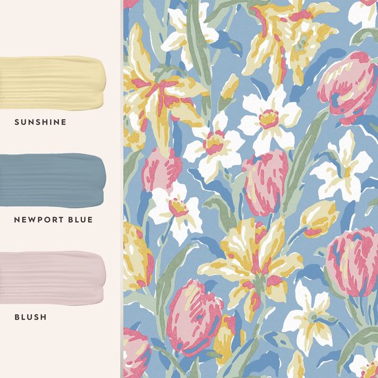Papier peint non tissé Laura Ashley | Tulipes Blue de Chine - Blauw