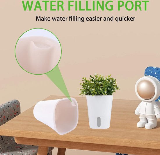 TOATELU Zelfwaterende bloempotten: 10-delige set plastic kruidenpotten met zelfbewatering en waterreservoir, keukenkruiden, bloempot met irrigatiesysteem voor keuken, balkon, slaapkamer