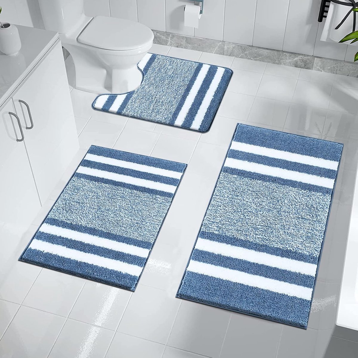 Luxe Pauwer Badkamermatten - Antislip & Comfortabel - 3 Stuks - Fluweelachtig Microvezel - 45x65cm & 50x80cm