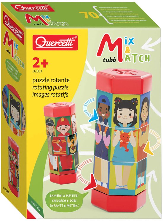 Quercetti Tubo Mix & Match Puzzle Rotatif Enfants et Métiers
