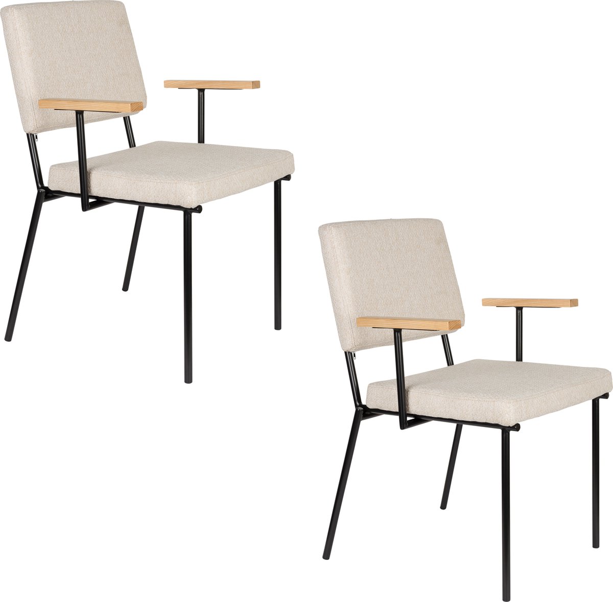 Fellow Eetkamerstoelen Armleuning Off-White - Set van 2