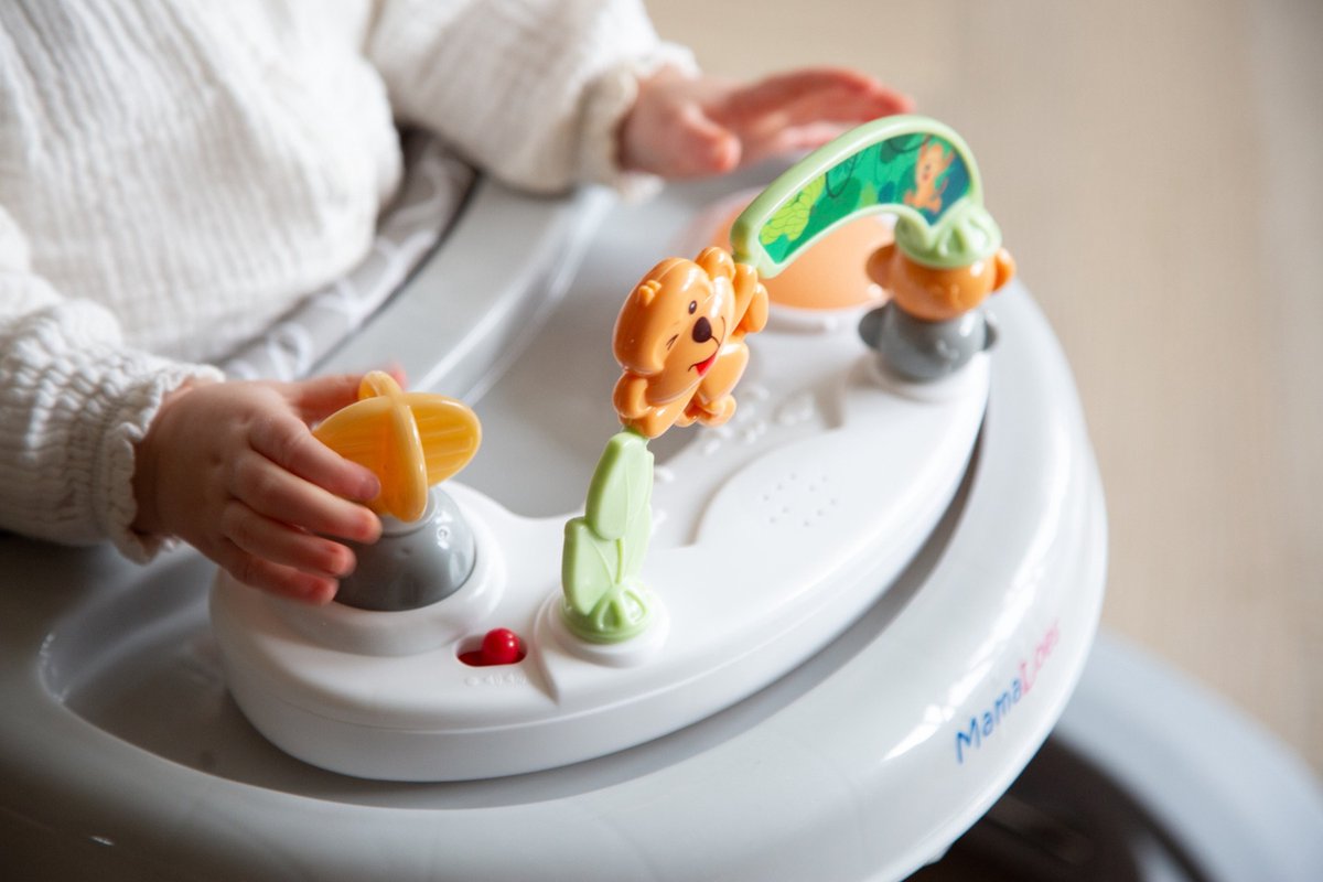 MamaLoes Loopstoel met Speelbord - Evi Grijs - Loopstoeltje Baby - Jongen & Meisje - Baby Walker met Wielen – foto 4