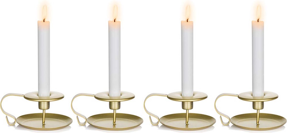 La'Moussawi ® Klassieke Gouden Tafelkandelaars voor Feestelijke Decoratie en Sfeervolle Eettafels, Set van 4