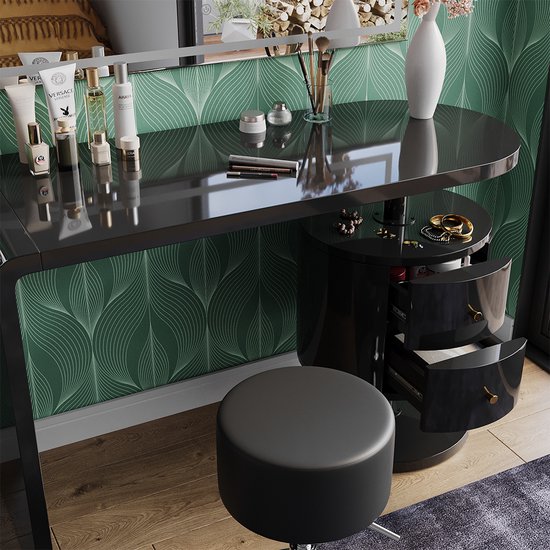 Vicco Kaptafel set met kruk Layla, Roze, 100 cm met LED-verlichting en kruk