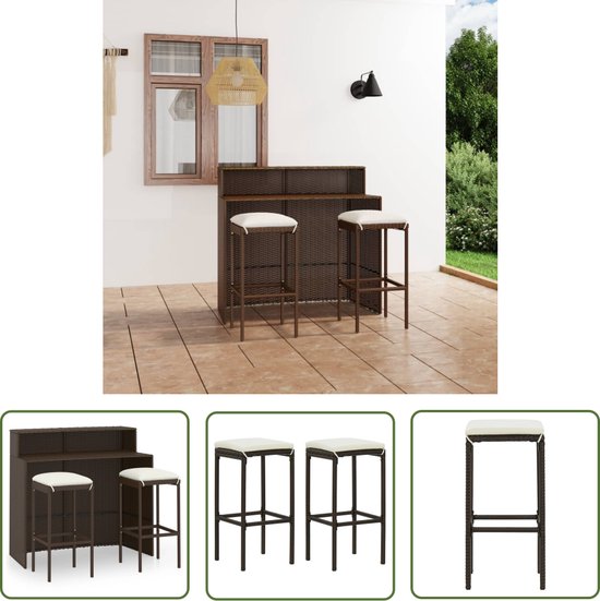 The Living Store Barset Rattan - Marron - 120 x 55 x 110 cm - Résistant à l'eau - Rotin PE - Acier enduit de poudre