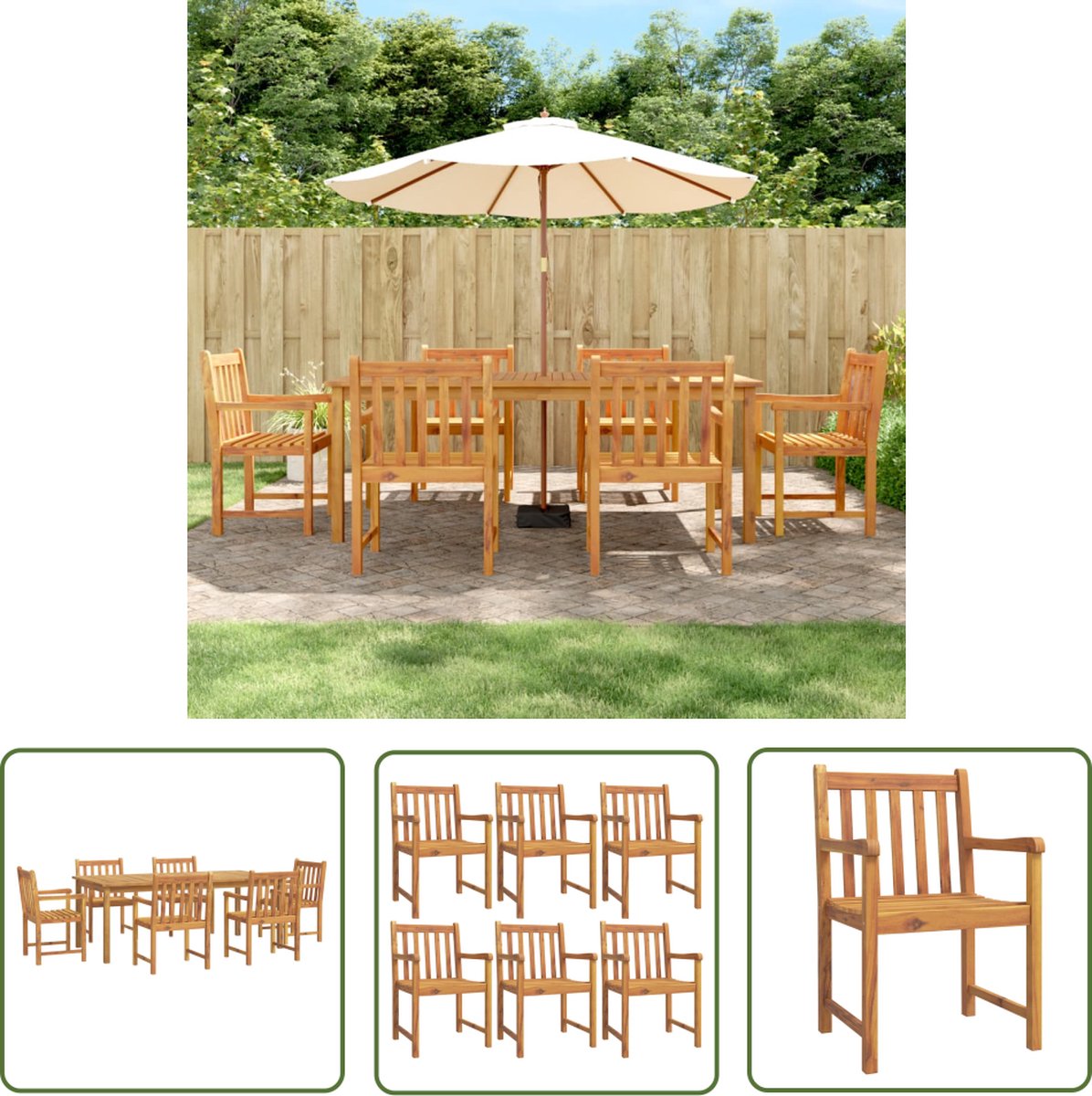 Tuinbank en tafelset van massief acaciahout voor buiten - The Living Store