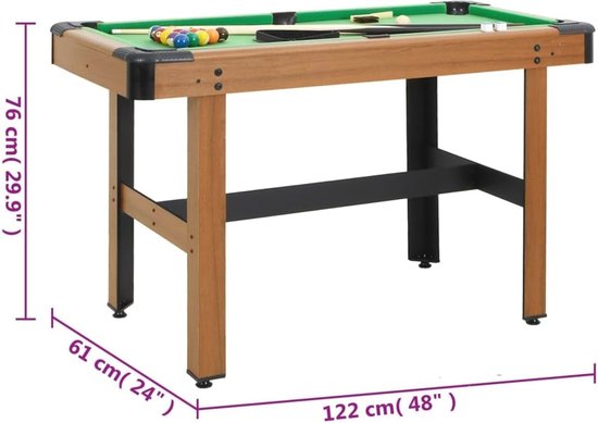 Biljarttafel - Pooltafel spel - Thuis entertainment - Inclusief accessoires - 122 x 61 x 76 cm - Bruin groen — afbeelding 4