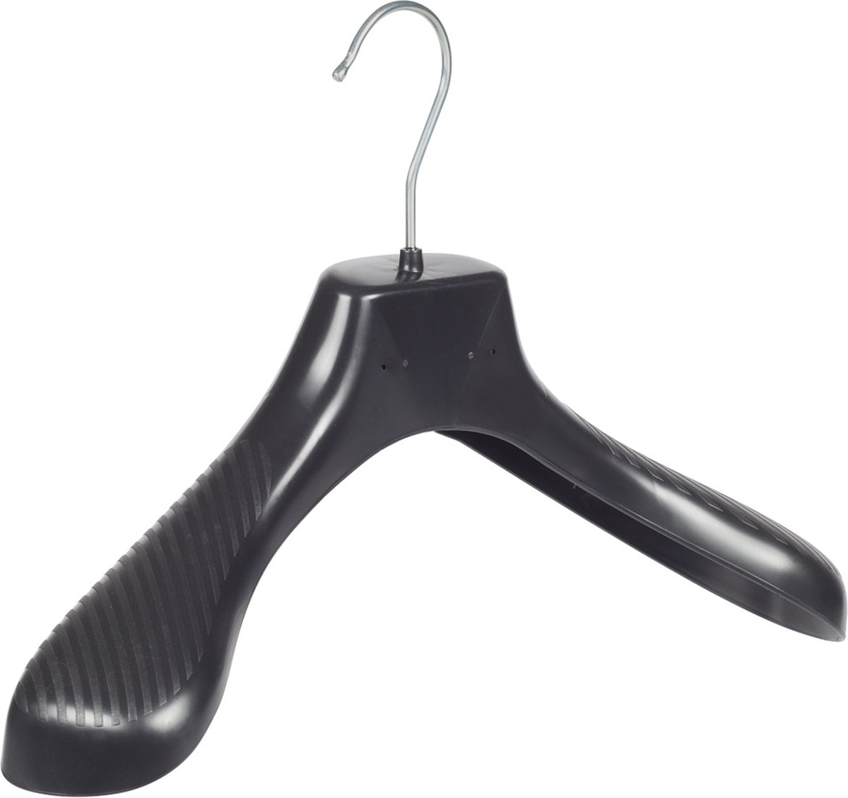 De Kledinghanger Gigant - Mantelhanger - Kostuumhanger - Jassenhanger - Kinderen - GP36 - 10 Stuks - Kunststof - Zwart - Gebogen Model - Schouderverbreding 7 cm - 36 cm - Kinderhanger - Kledinghanger - Kleerhanger - GP-Serie (GP36_00/10)