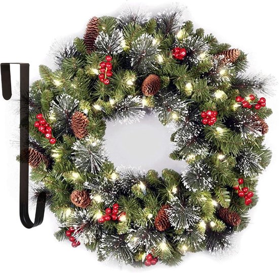 Kerstkrans Met Verlichting - 50 Cm Verlichte Buitenkrans Voor De Voordeur Kerstdecoratie Kerstkrans Voor Binnen Buiten