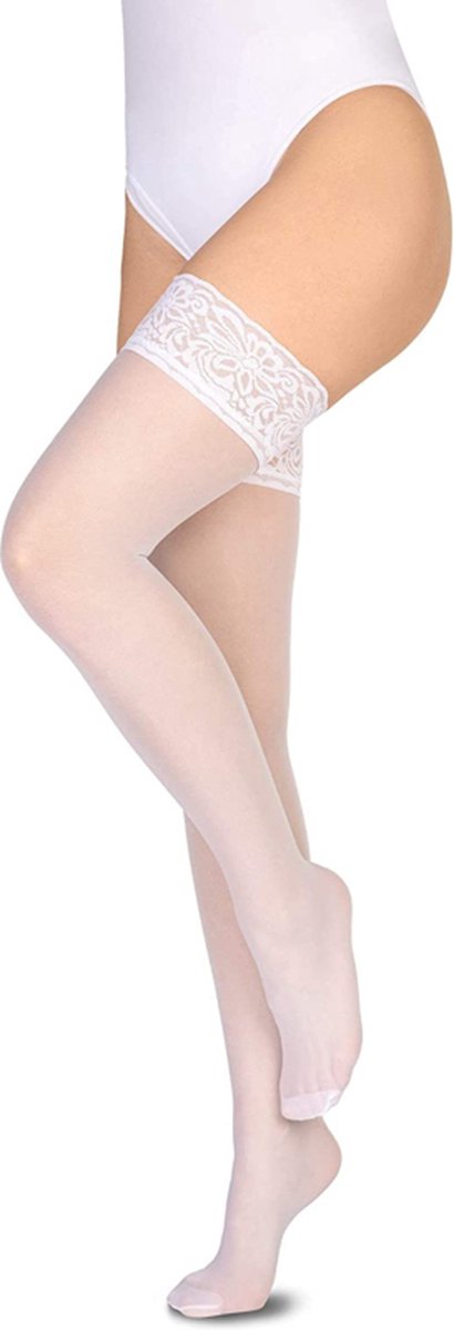 Goedkoopste Annes Sila sexy hold-up kousen met kanten rand wit- 40 den S/M