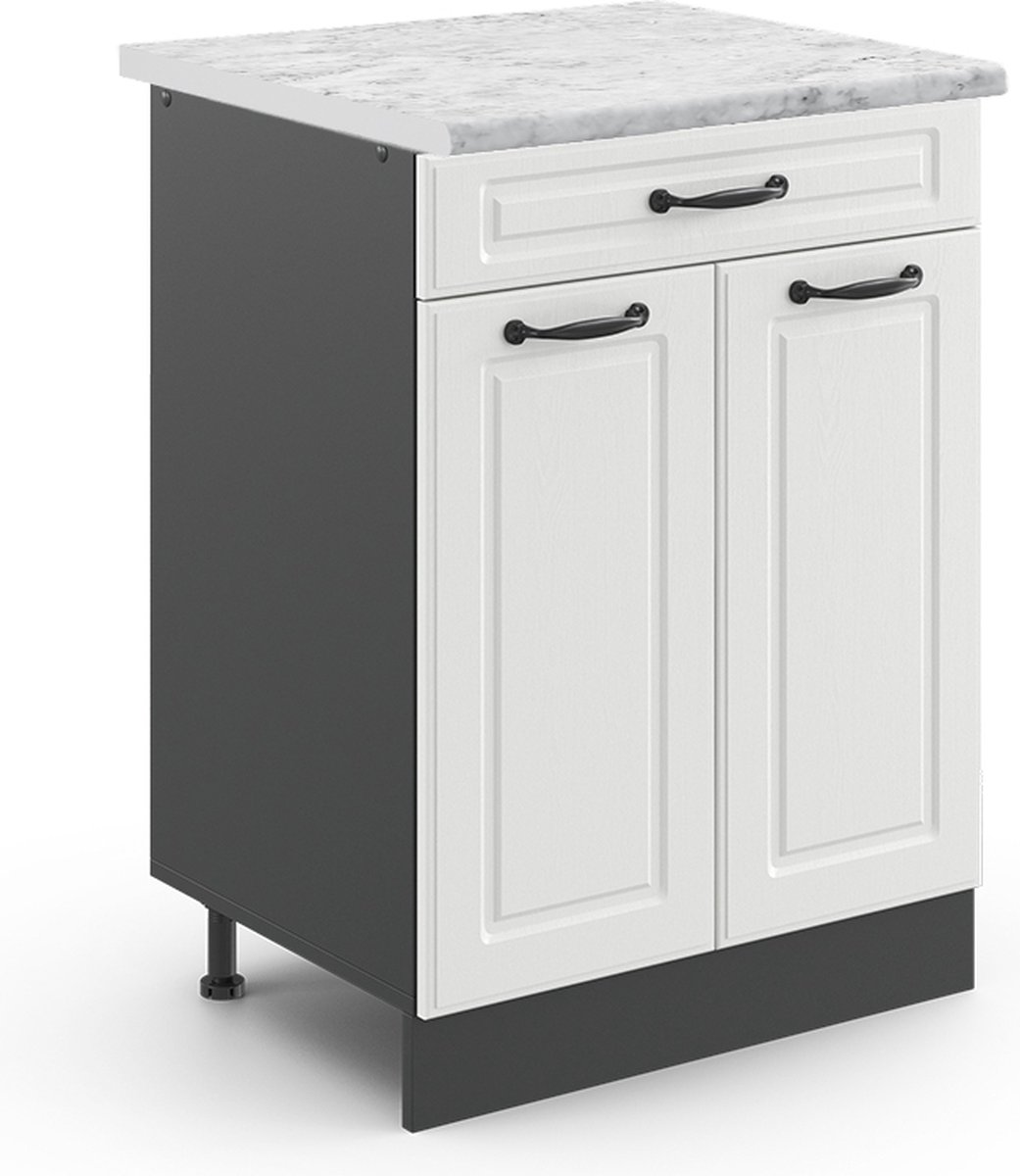 Vicco R-Line Keukenonderkast – 60 cm, WB Marmer Wit Landhuis