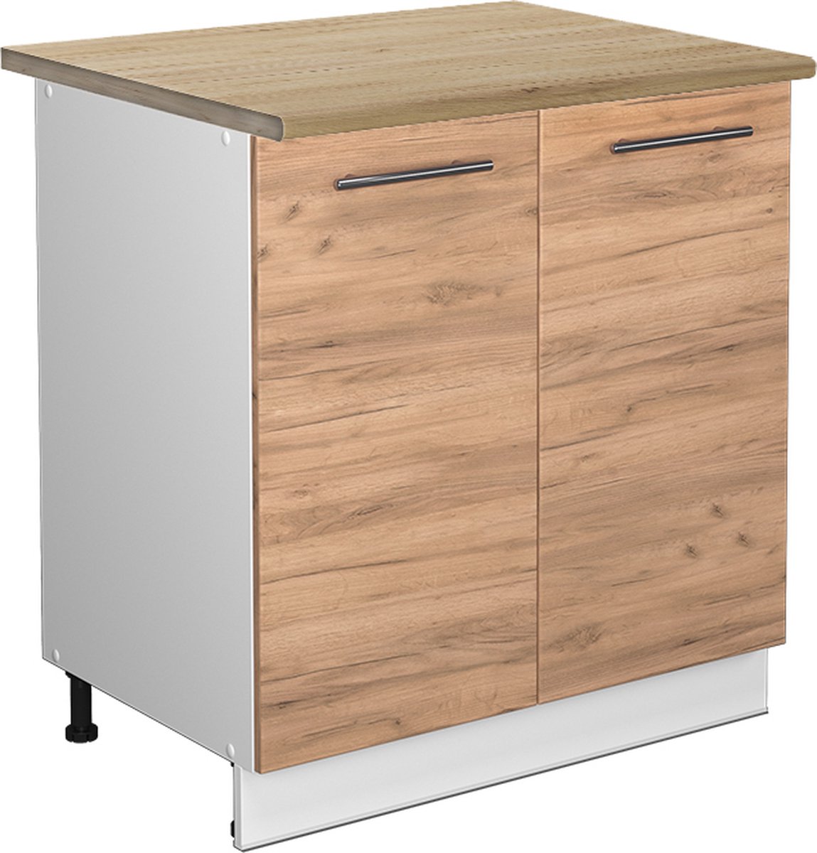 Vicco Keukenonderkast Fame-Line, Goudkleurig Eiken/Wit, 80 cm goudkleurig eiken werkblad
