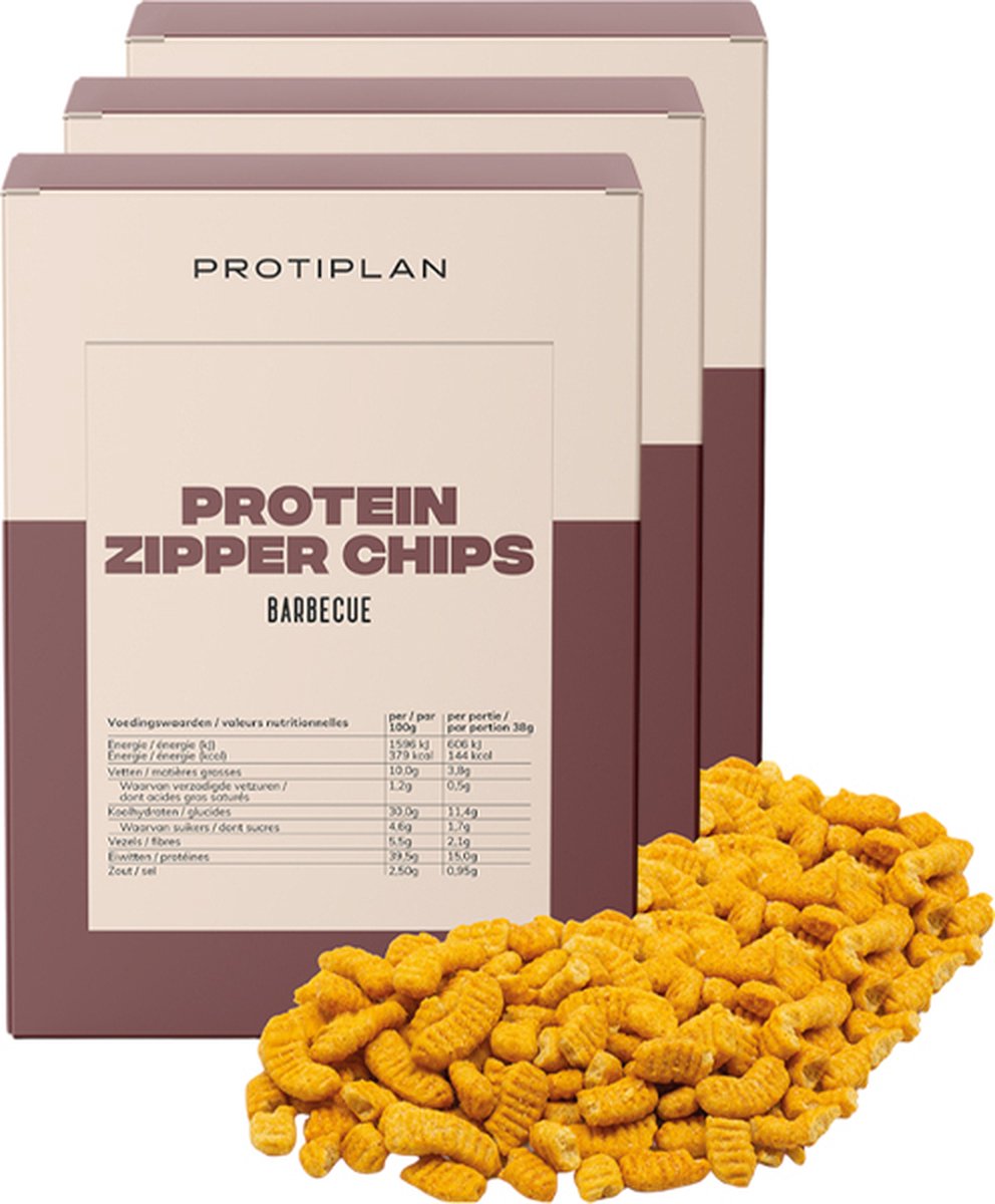 Goedkoopste Protiplan | Knabbels Barbecue | 3 stuks | 3 x 5 x 38 gram | Low carb snack | Snel afvallen zonder hongergevoel!