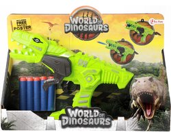 WORLD OF DINOSAURS Dinopistool + 5st foampijlen | pijltjes pistool | Dino | dinosaurus | T-Rex
