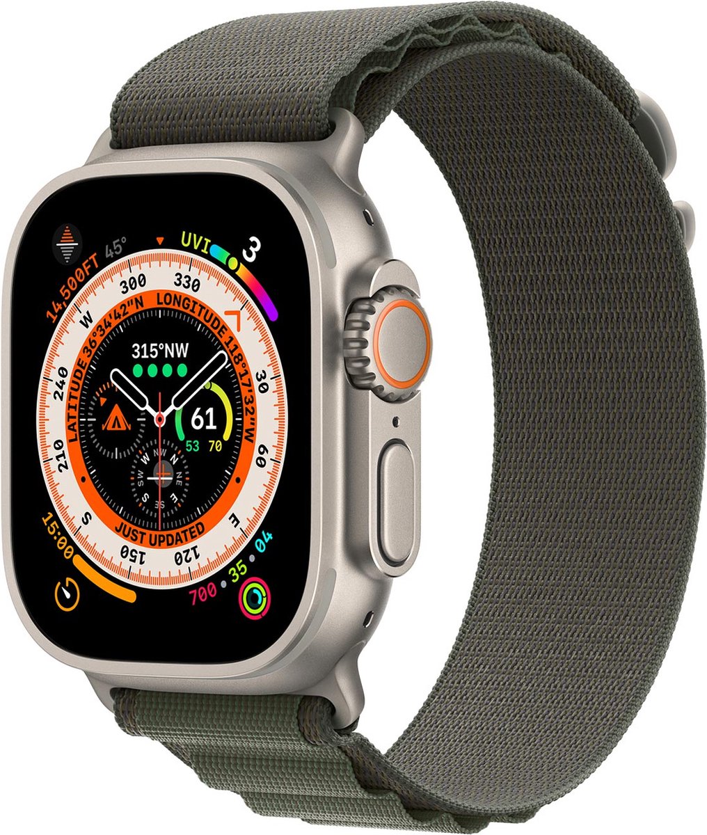 Apple Watch Ultra 49mm Alpine Horlogeband Groen S