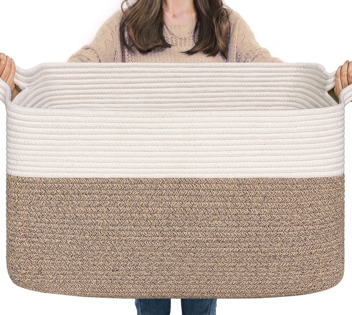 Goedkoopste JGS ® Stijlvolle en Ruime Opbergmand van Katoenen Touw voor Diverse Gebruiken