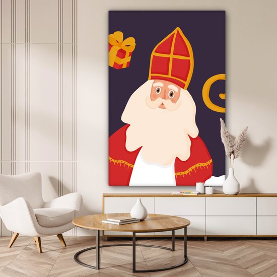 Tableau sur toile Sinterklaas - Personnel - Saint - Enfants - Garçons - Filles - Kids - 120x180 cm - Décoration murale XXL