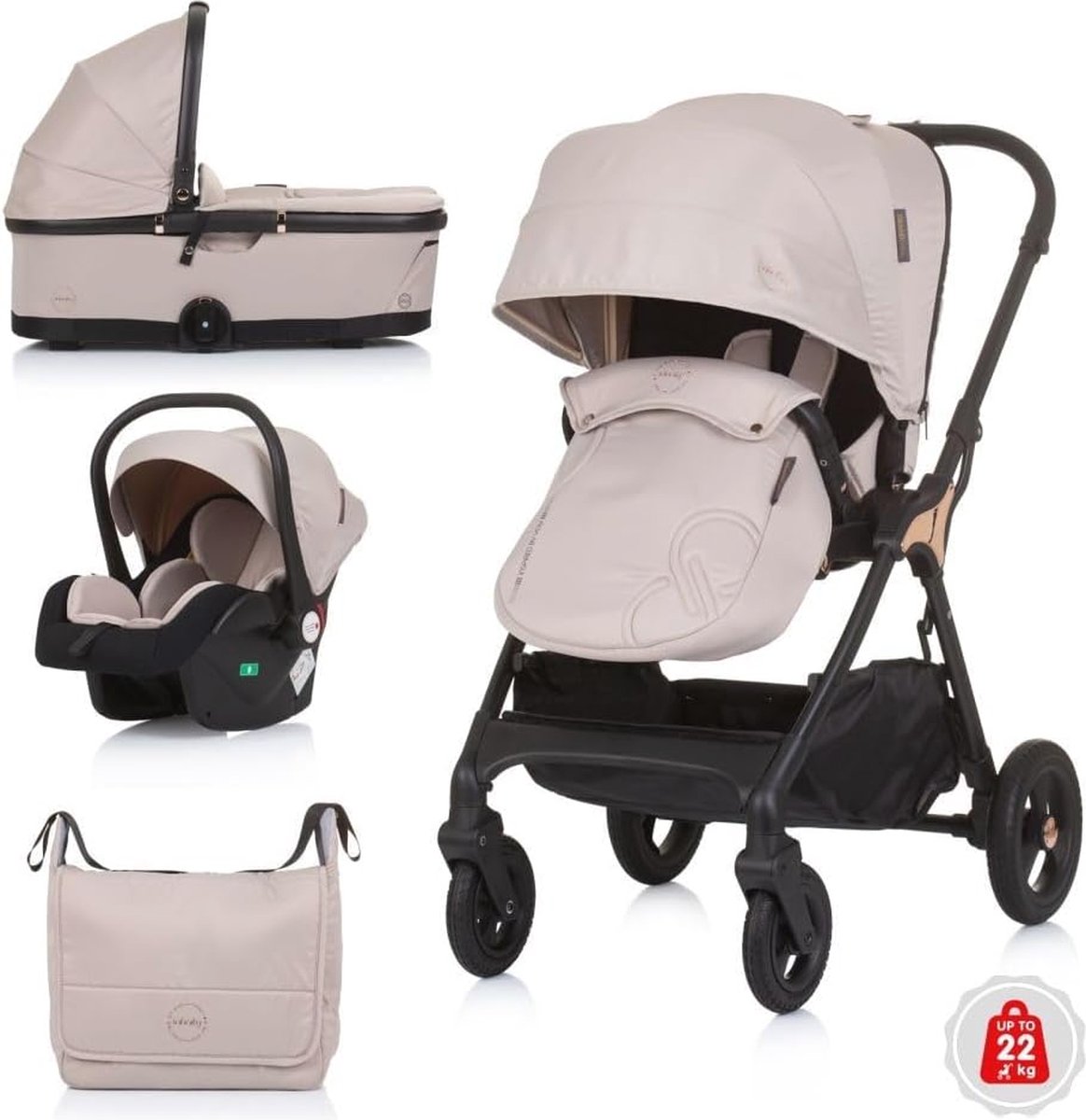 Image of 3-in-1 Combikinderwagen met i-Size Autostoeltje en Sportstoel - Beige
