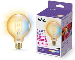 WiZ Filament Lamp Globe - Warm- tot Koelwit Licht - Slimme LED Verlichting - E27 fitting - 50W - Goud - Wi-Fi - Kleine bol: G95