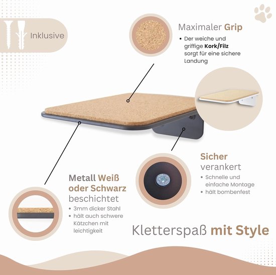 Katzenleiter Katzentreppe Katzenstufe für Balkon Treppe 3m mit Klemmen