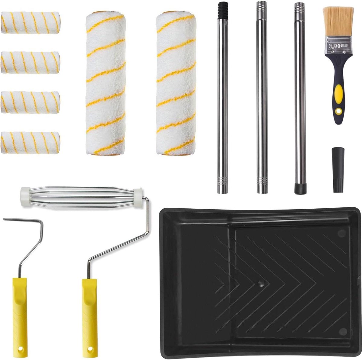 Paint Roller Bracket with 3-Piece Aluminium Bar - 26 to 120 cm - Painting Set for Walls, Ceilings, and More