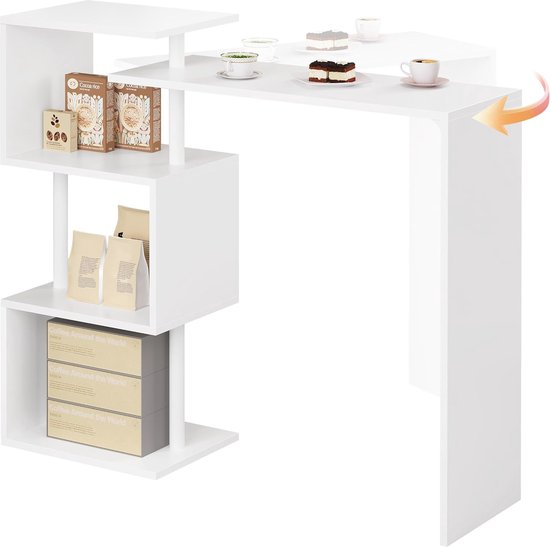 WOLTU Bartafel, statafel met 1 lade en 3 planken, keukentafel met